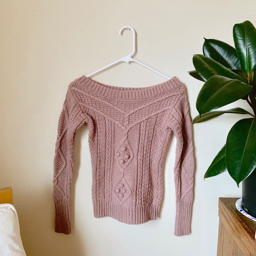Mauve/ blush knit boatneck sweater